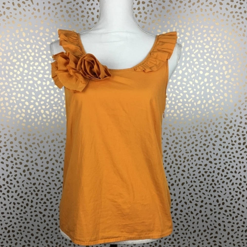 🍑J.CREW Yellow Ruffle Collar Cotton Blouse